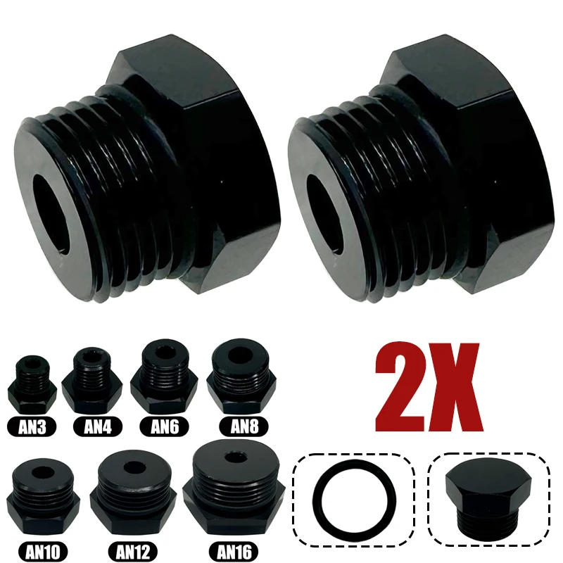 

2X AN3 AN4 AN6 AN8 AN10 AN16 Мужской блок выключаемый колпачок Фитинг с шестигранной головкой и уплотнительным кольцом Адаптер блока топливного бака Алюминий Черный