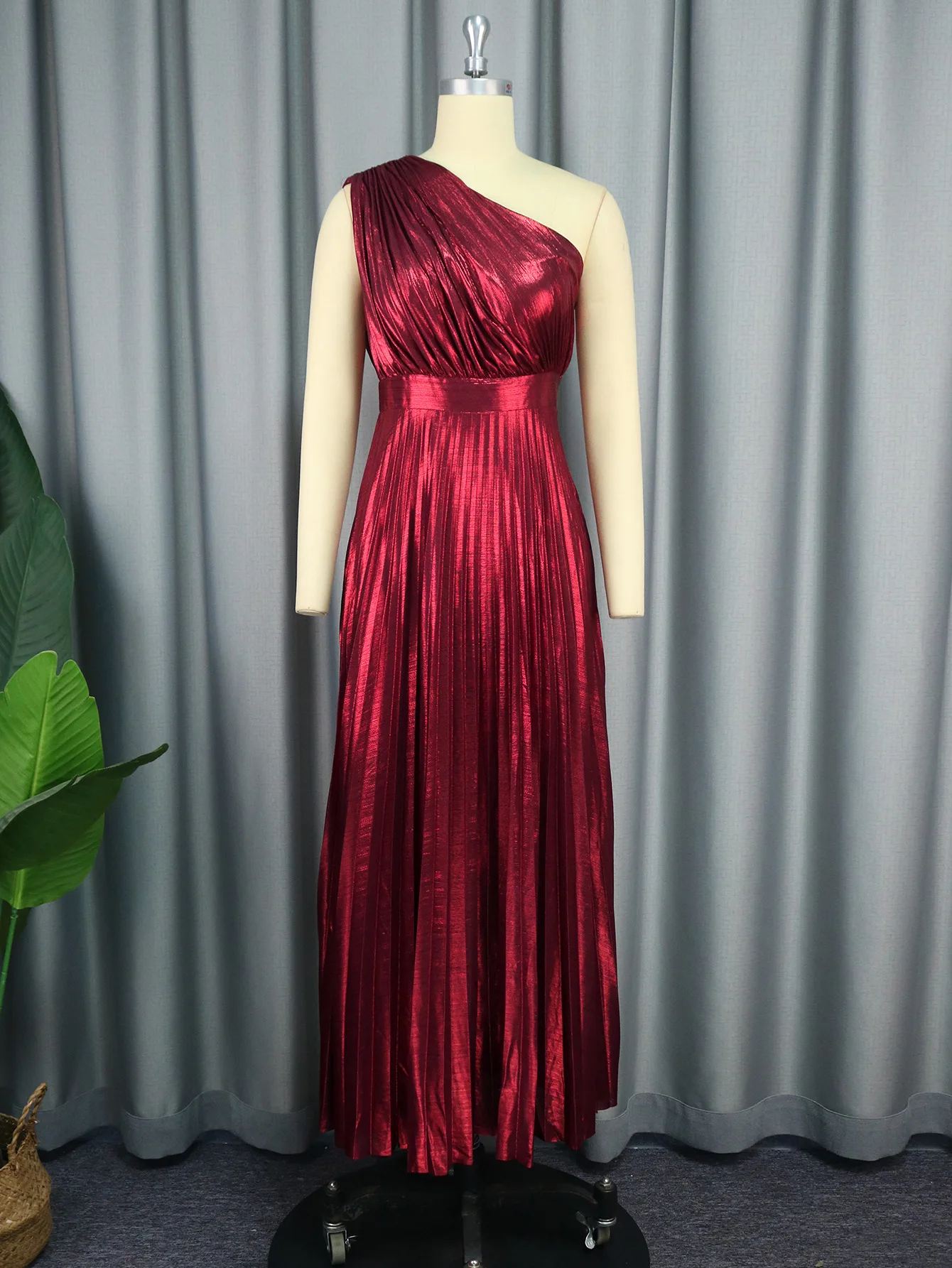 luxury women's dress backless pleated woman clothes high waist full-length elegant party dresses long prom evening dress hxy305