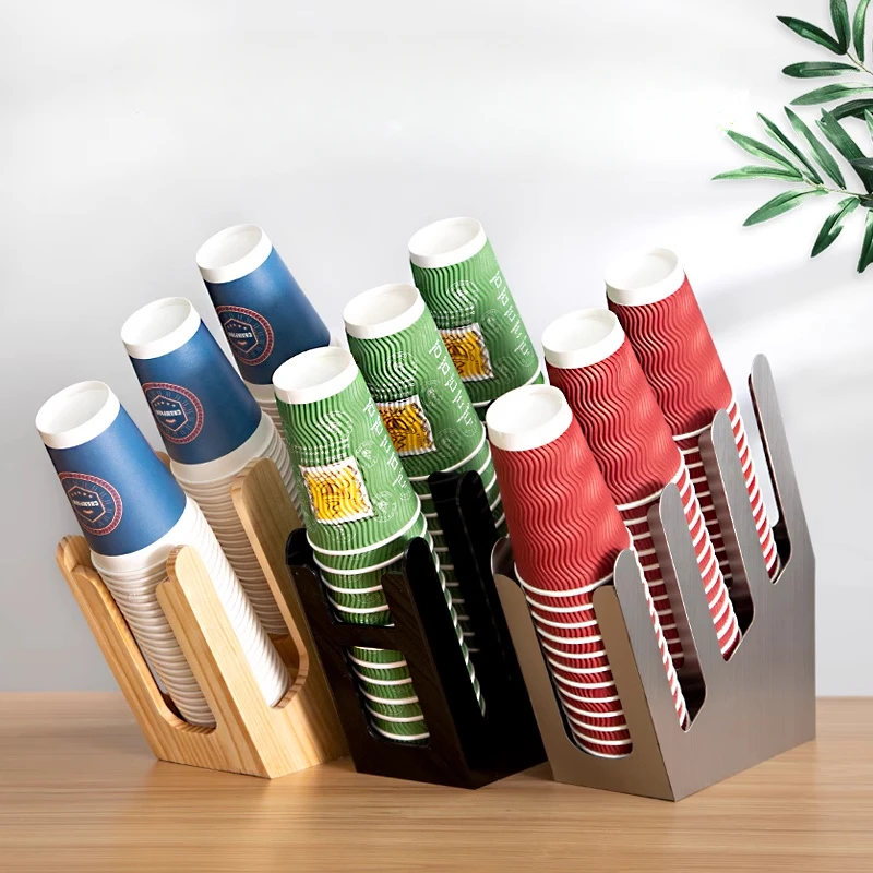 

Sturdy Paper Cup Rack for Coffee Shops Multi-Layer Slanted Cup Organizer Easy-Clean Fingerprint-Resistant Storage