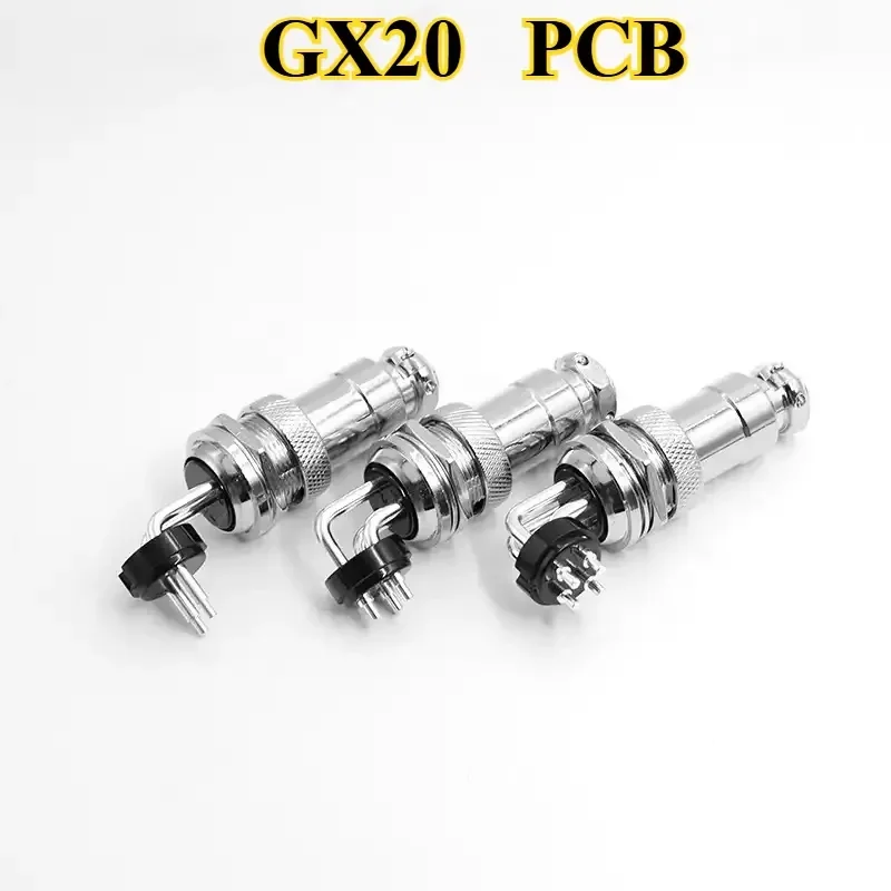GX20 Aviation Connector PCB Bent Pin Soldering Board Type 2p 3-core 4-pin 19mm Bent Base 90-degree Bent Pin Soldering