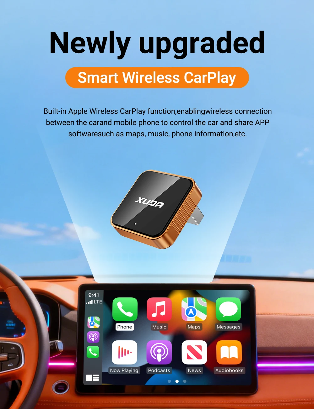 2026 2-in-1 Kabelloser CarPlay Dongle Kabelloser Android Auto Adapter AI Smart Box Intelligente Autosysteme für Fahrzeuge mit Kabel-CarPlay – Detail 1