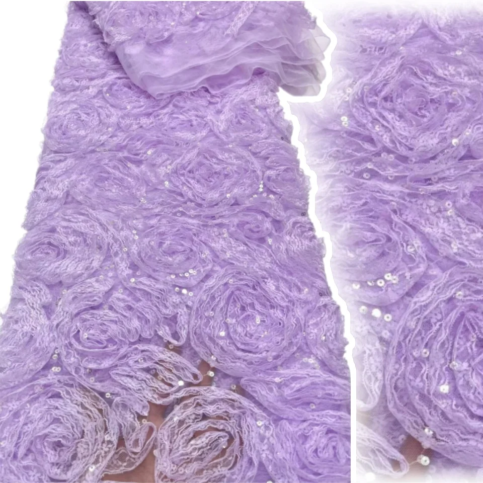 3D Sequins Embroidered Fabric Mesh Wedding Dress Stage Wear DIY Sewing Designer Fabric Party Dress Applique Clothing 3043