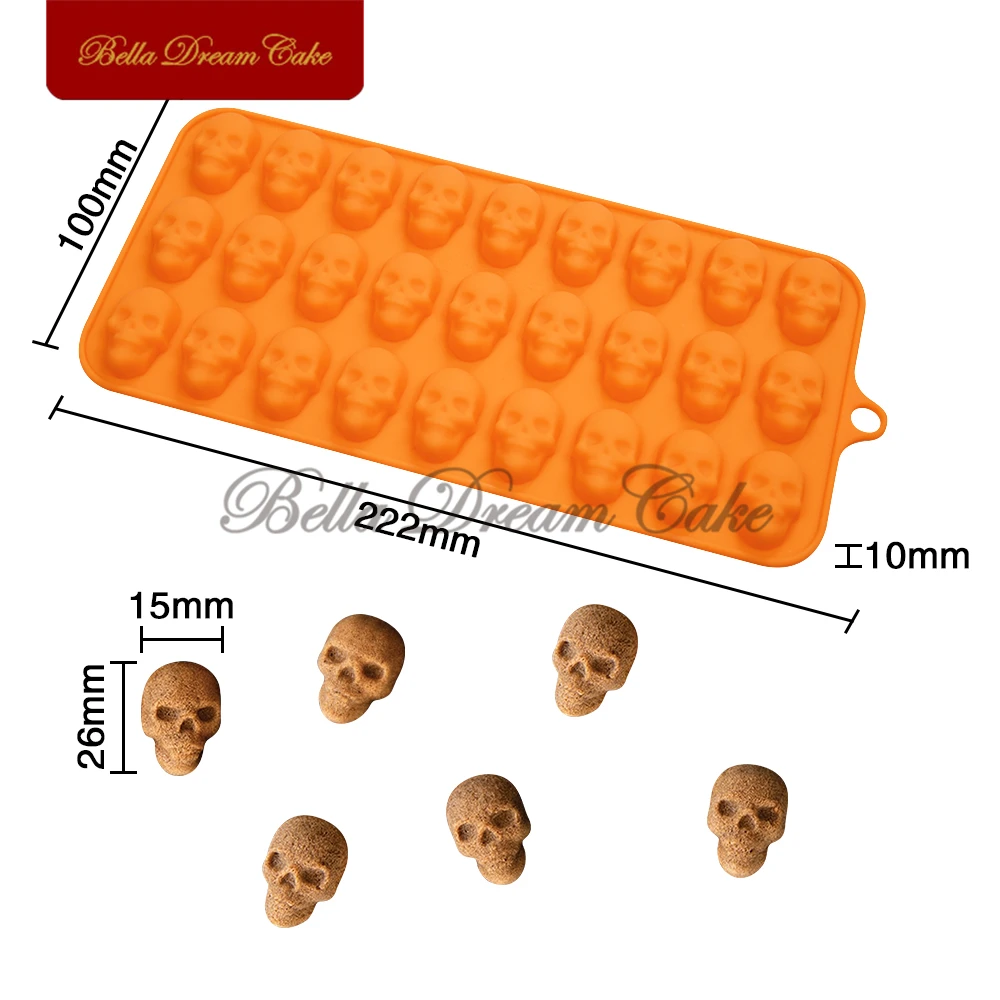 Mini 3D Halloween Skull Head Design Silicone Chocolate Mold DIY Candy Gummy Mousse Mould Cake Decorating Tools Kitchen Bakeware