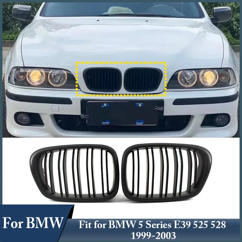 

Front Grills Modified Trim Fit For BMW 5 Series E39 525 528 1999-2003 Car Accessories Dual Line Intake Front Hood Racing Grills