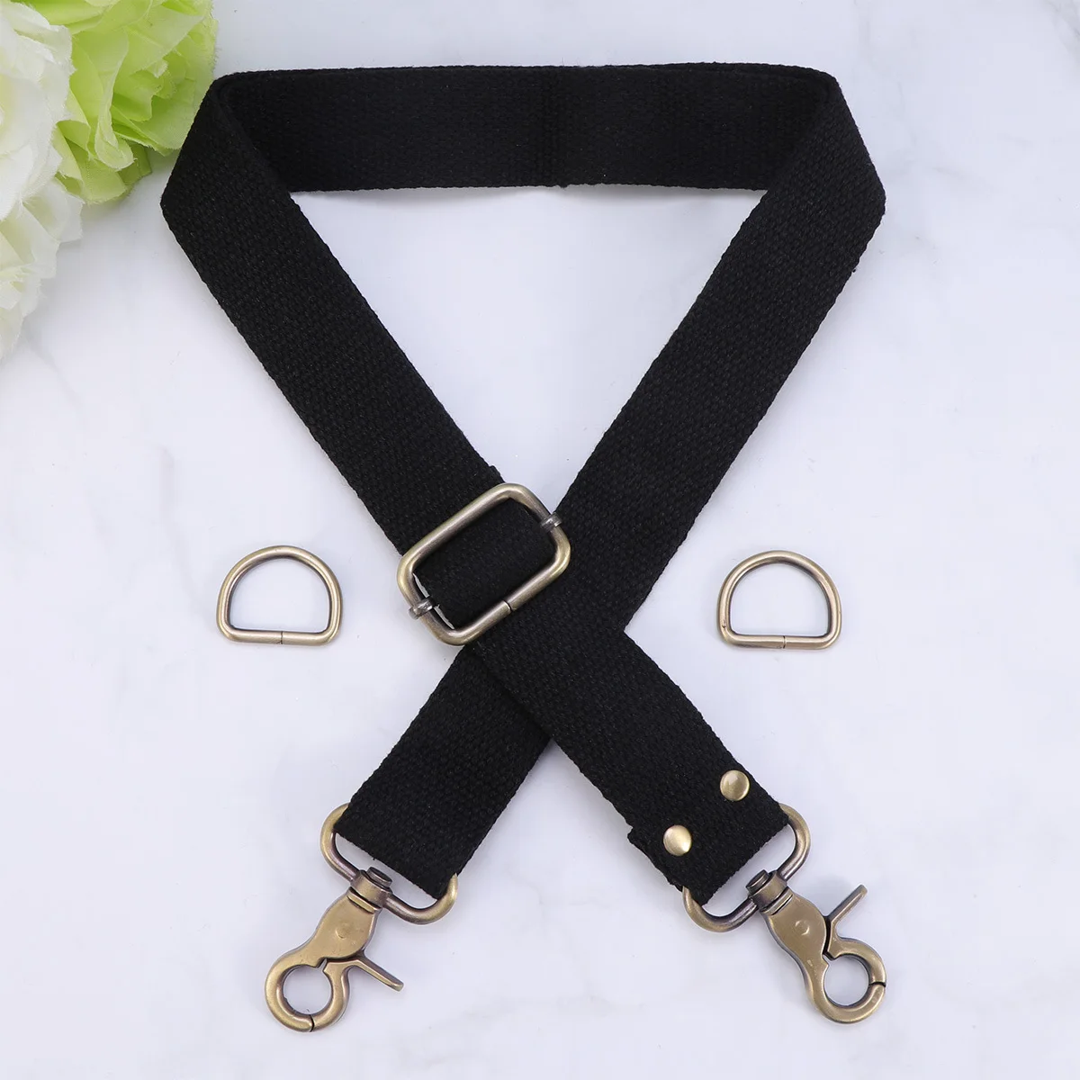 1 قطعة حزام القطن قابل للتعديل قماش استبدال حقيبة الكتف Crossbody محفظة حزام أسود 3.2 سنتيمتر مشبك معدني مريح دائم