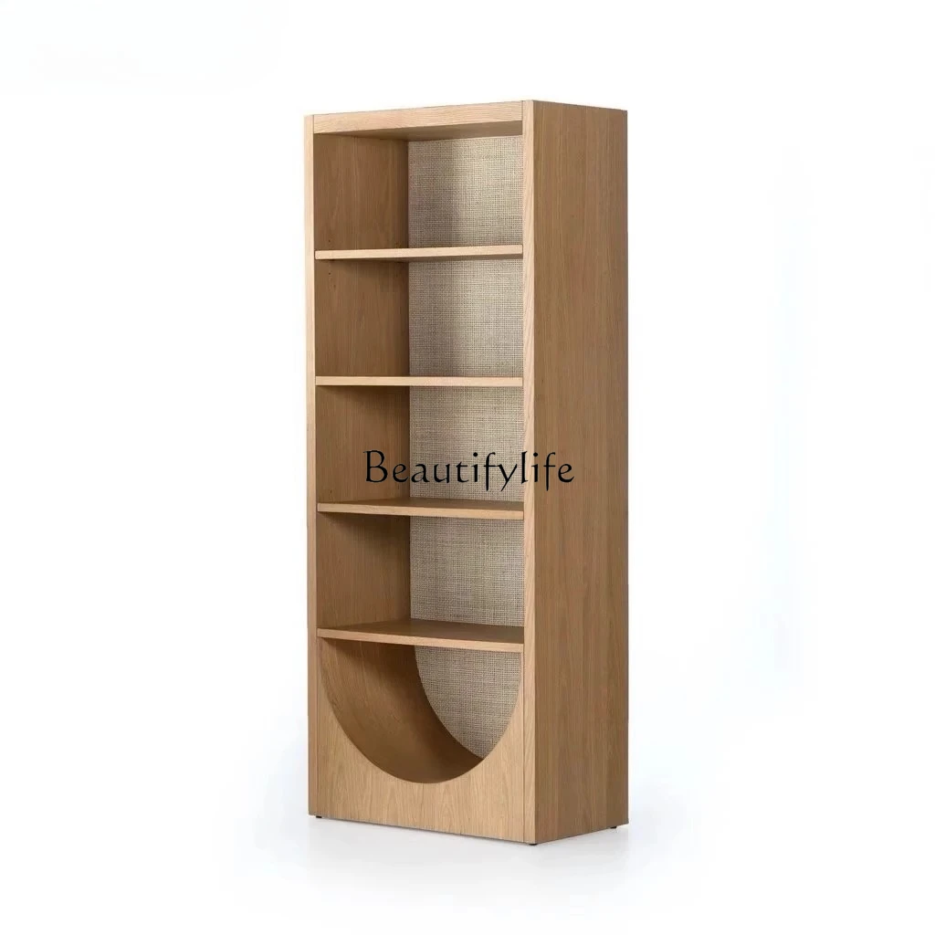 

American Country Style Solid Wood Bookshelf Multi-layer Storage Display Cabinet French Storage Vintage Study Decorative Shelf