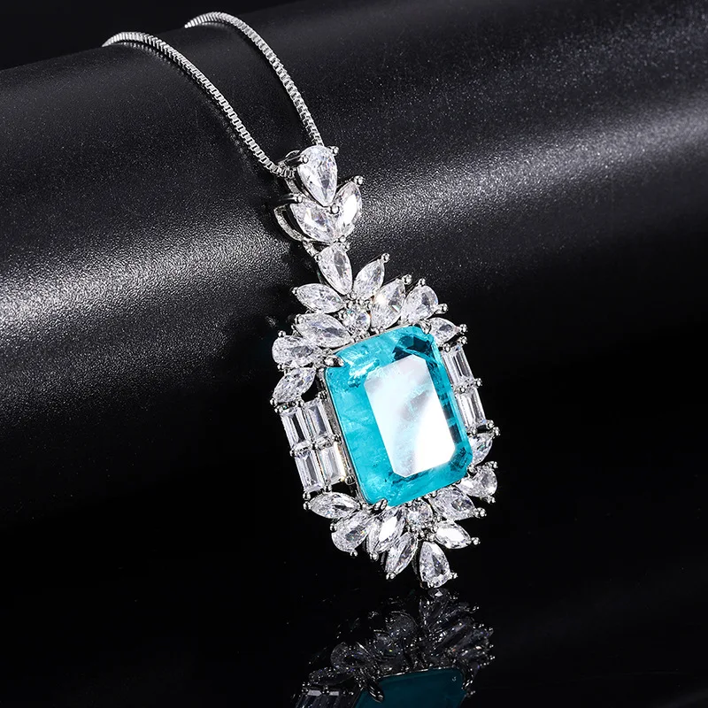 18K Gold Inlaid with PT950 Platinum Paraiba Large Pendant Main Stone Size 12*16 Jewelry