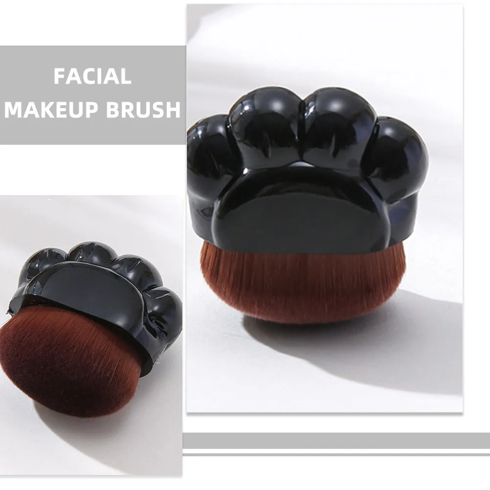 Pinceau à maquillage Cat Paw à manche court et tête plate pour fond de teint liquide, poudre et blush, poils synthétiques doux, pinceau visage de voyage