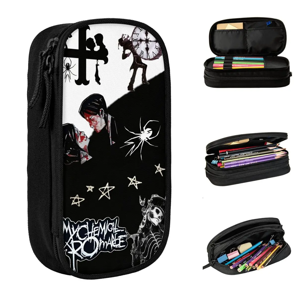 

My Chemical Romance Band Pencil Case Canvas Pencil Pouch Students Cute College School Pencil Cases Stationery Organizer