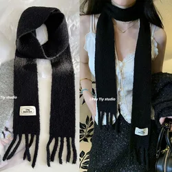 2023 Fashionable Korean Thin Scarf Long Small Knitted Scarf Y2K Spicy Girl Scarf Solid Color Winter Warm Decoration Shawl