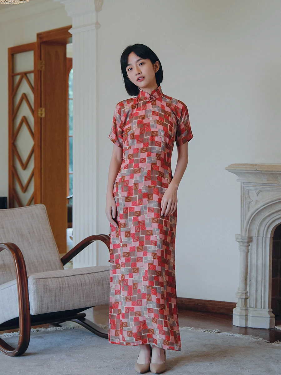 

Шелковое платье Momei весна-лето, винтажное, без пояса, с цветочным узором, с низким разрезом, для повседневной носки