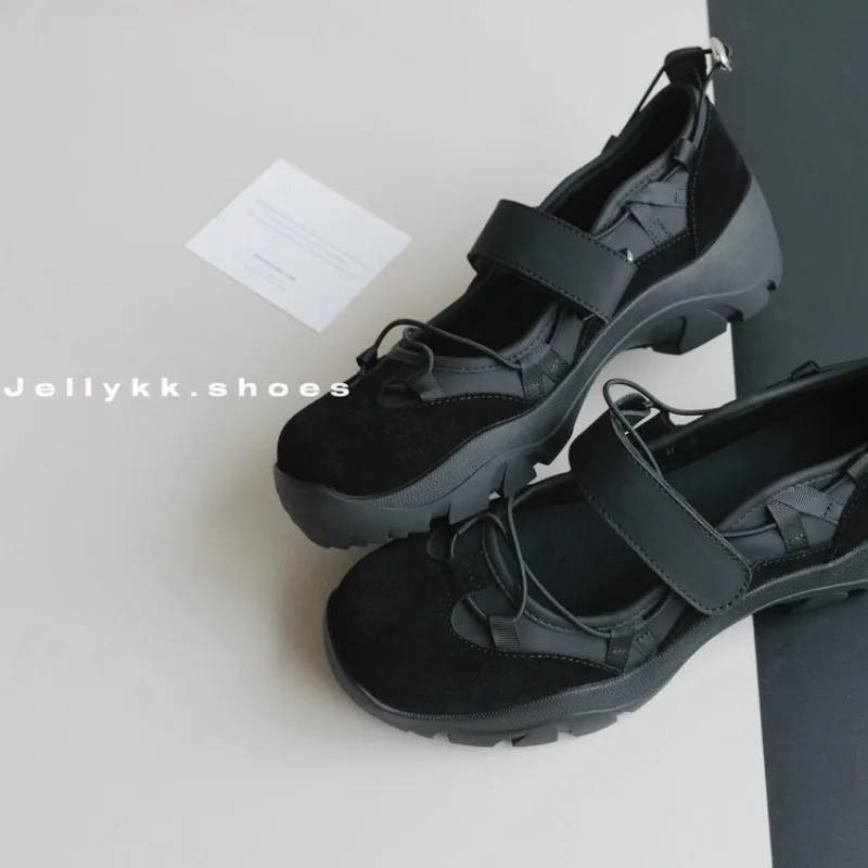 Women's Mary Jane Chunky Sneakers 2026 Spring Round Toe Hook & Loop Thick Sole Breathable Casual Sport Platform Shoes For Ladies