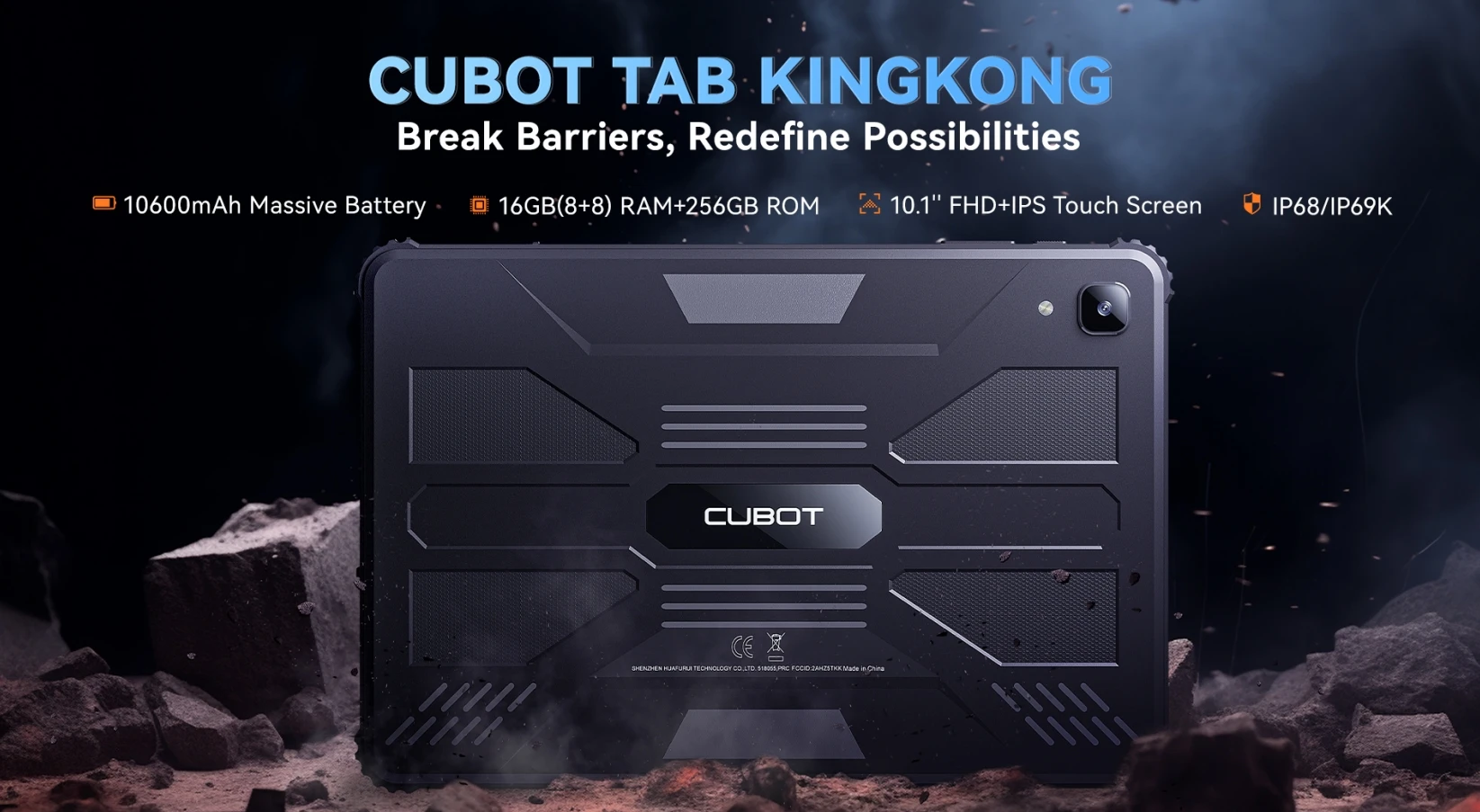 

Cubot TAB KINGKONG, Helio MT8788 120Hz 10.1-Inch Screen, Sense of Future 4G Three Proof Smart Tablet, 16GB Memory, 256GB ROM