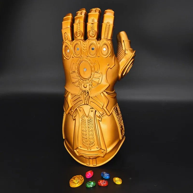 حار في المخزون ثانوس قفازات إنفينيتي الحرب إنفينيتي القفاز مصباح ليد عمل الشكل تأثيري خارقة الكبار الاطفال لعبة هدية زي