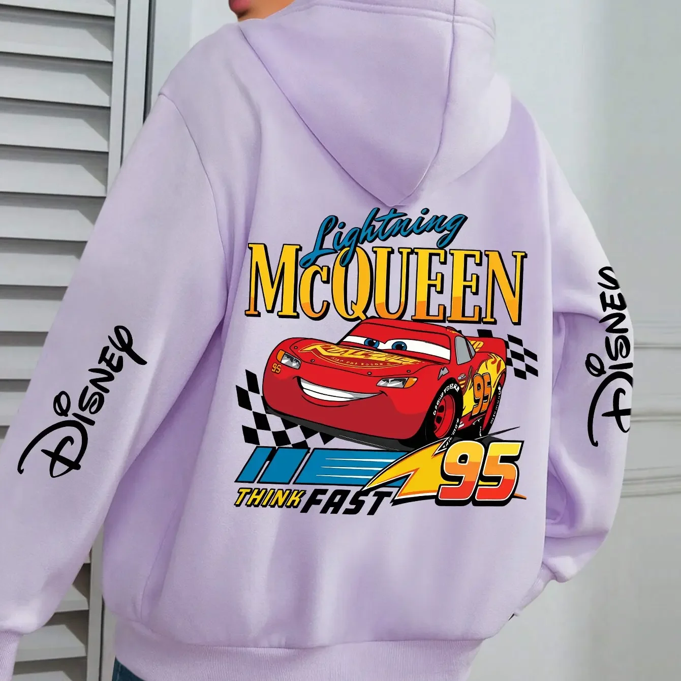 

Повседневный пуловер Disney Lightning McQueen с капюшоном и длинными рукавами, подходит для осенне-зимнего сезона