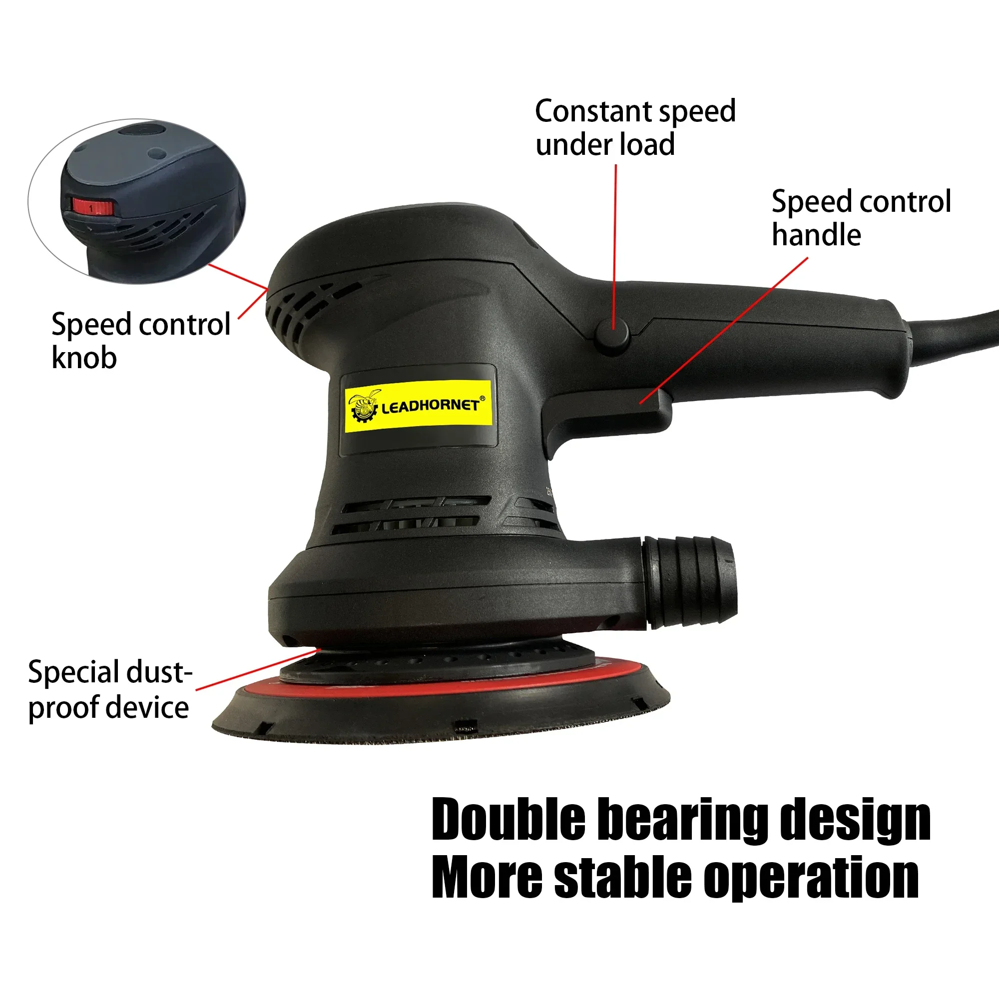 Lijadora orbital eléctrica aleatoria, lijadora rotativa sin escobillas, máquina lijadora sin polvo de 150mm para coche, metal y madera