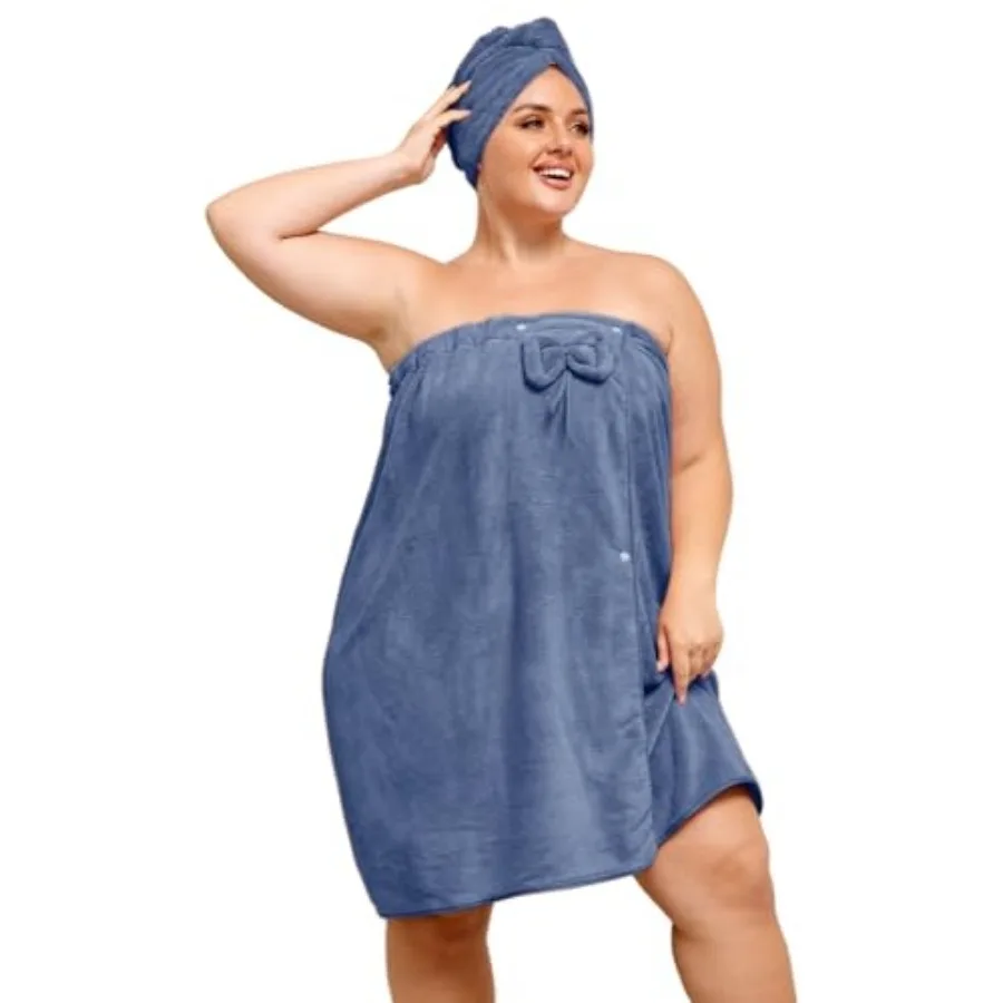 

Plus Size Towel Wrap with Hair Towel for Women L-2XL,Women Shower Wrap Spa Bathrobe Comfortable Bath Towels Body Wrap Adjustabl
