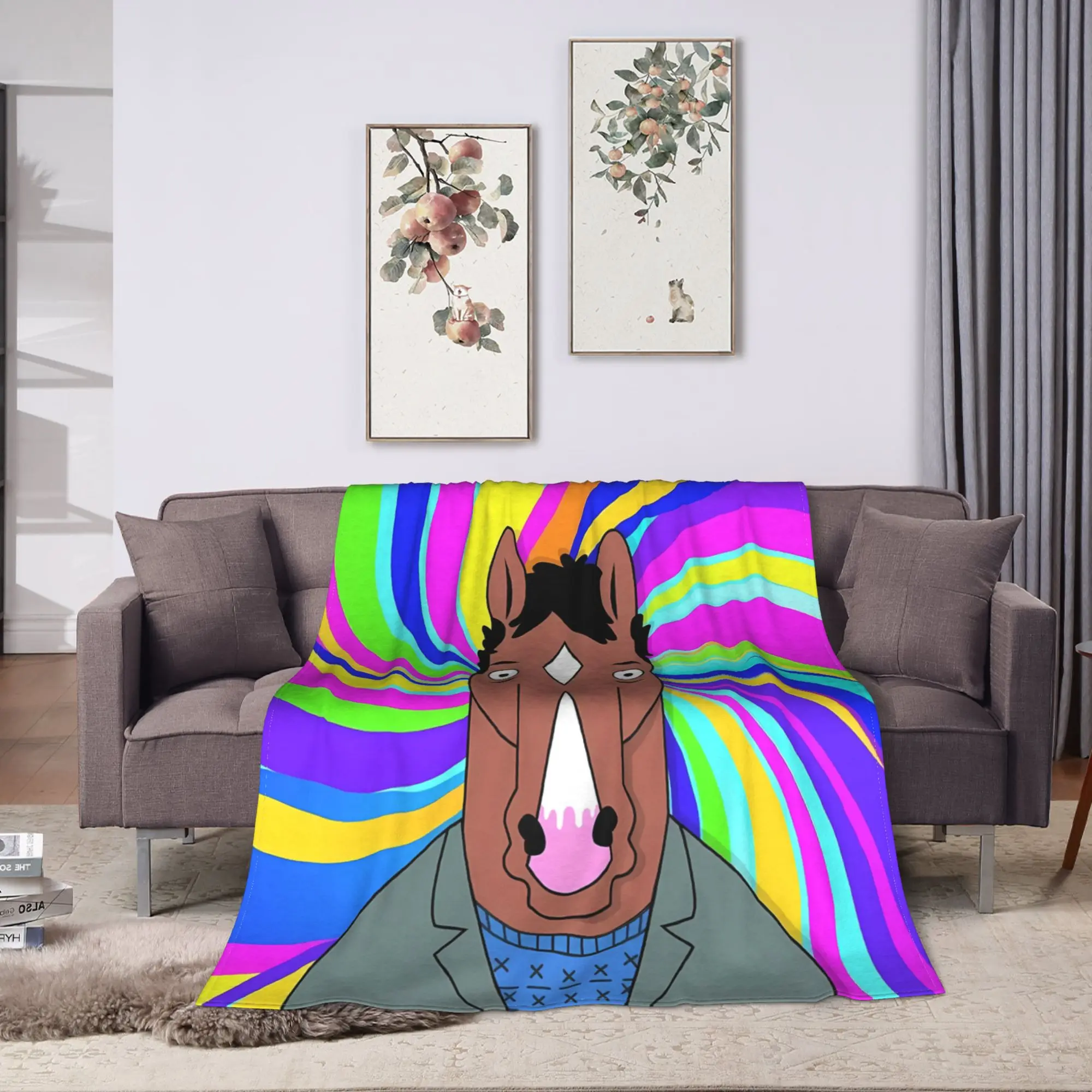 Edgy BoJack Horseman Urban Poster Blanket  Warm Soft Funny Plush Bedding Throws For Couch Chair Airplane Bedspread Bed Cover