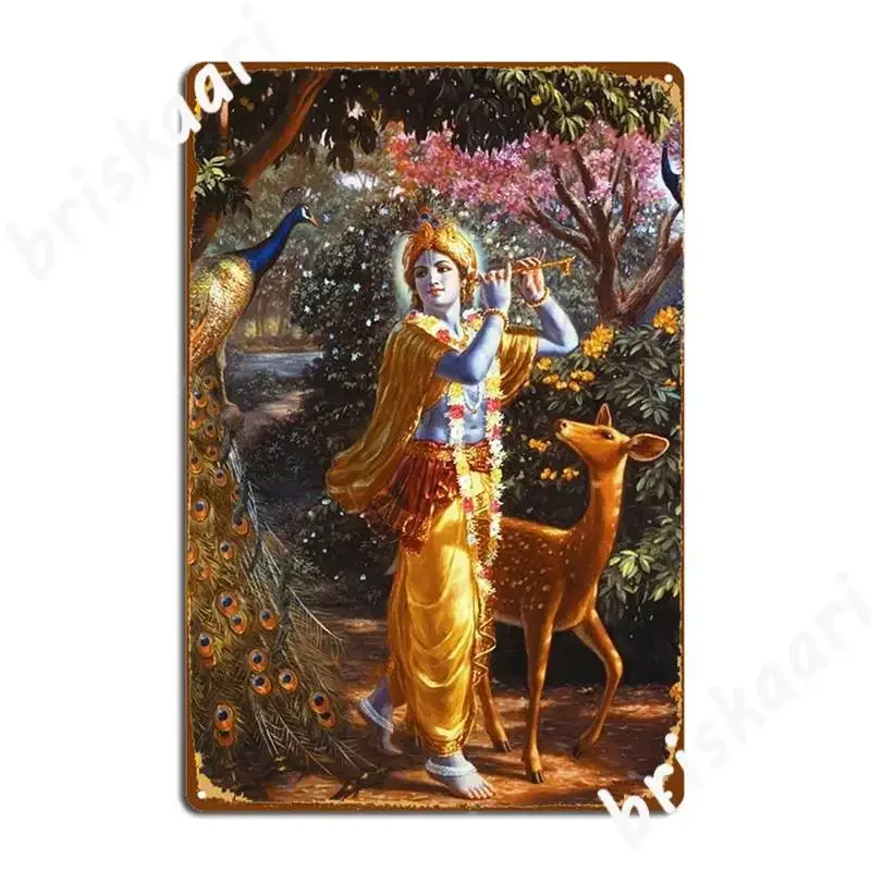 Shri Krishna Govinda-letrero de Metal para decoración de garaje, carteles de estaño para pared de Pub, cueva