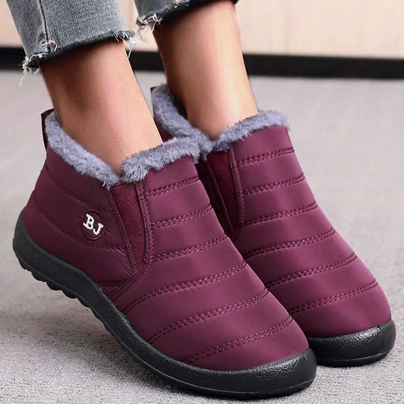 Winter 2024 Sneakers Women Shoes Waterproof Ankle Chunky Sneakers Slip On Shoes Ladies Thick Fur Vulcanize Mujer Shoes Woman