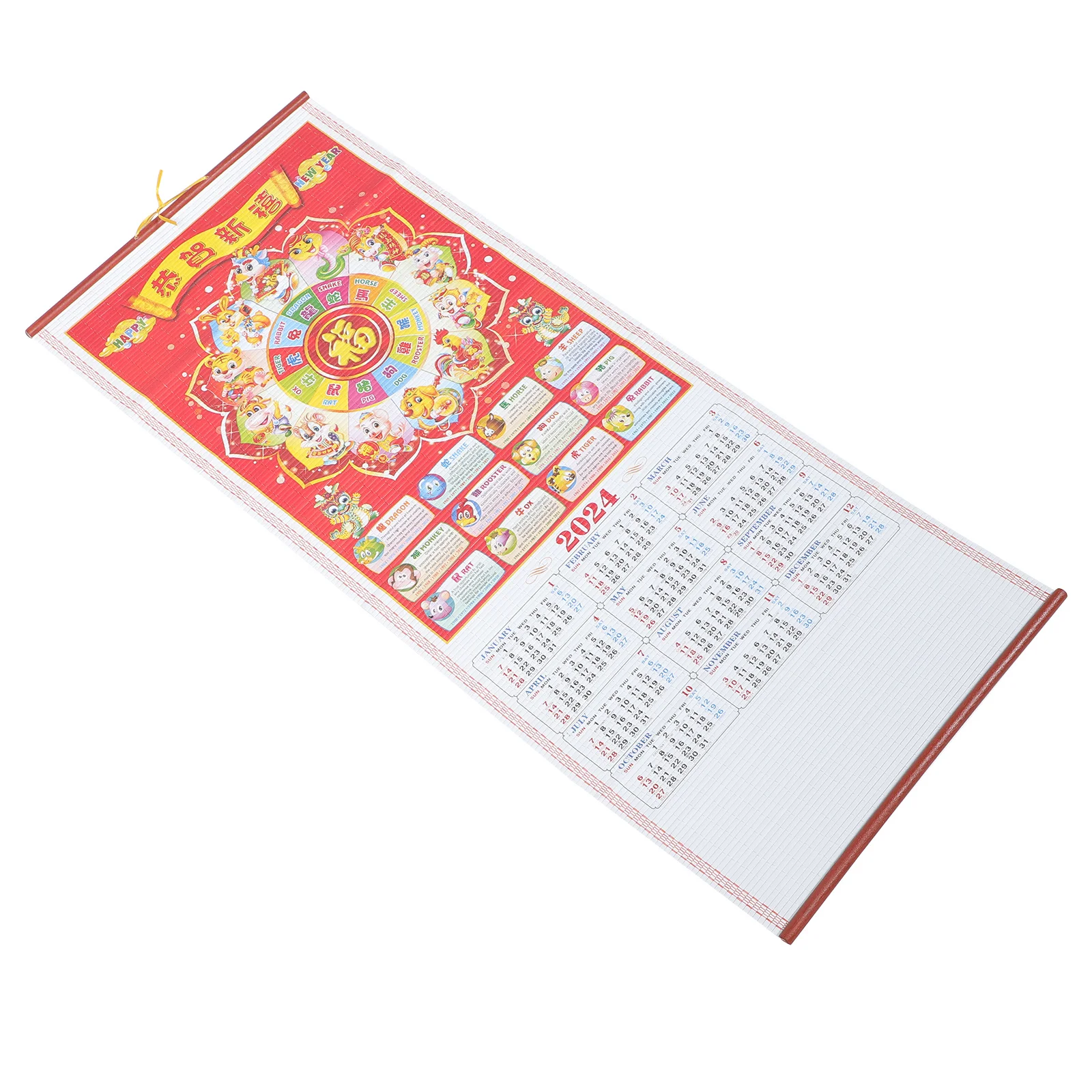 Traditional Chinese 2024 Hanging Wall Calendar Lunar Solar Yearly Calendar Dragon Year Planner Thick Quality Home Office Use