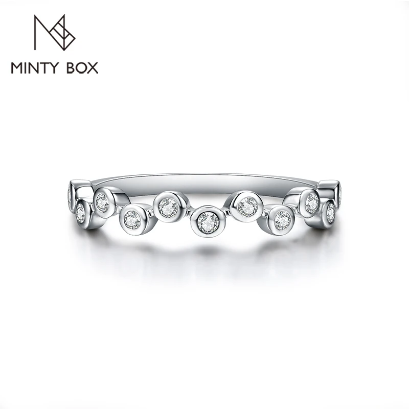 

MINTYBOX Moissanite кольца для мужчин и женщин твердый 925 серебро, желтое золото, составной свадебный браслет, круглая огранка в подарочной коробке