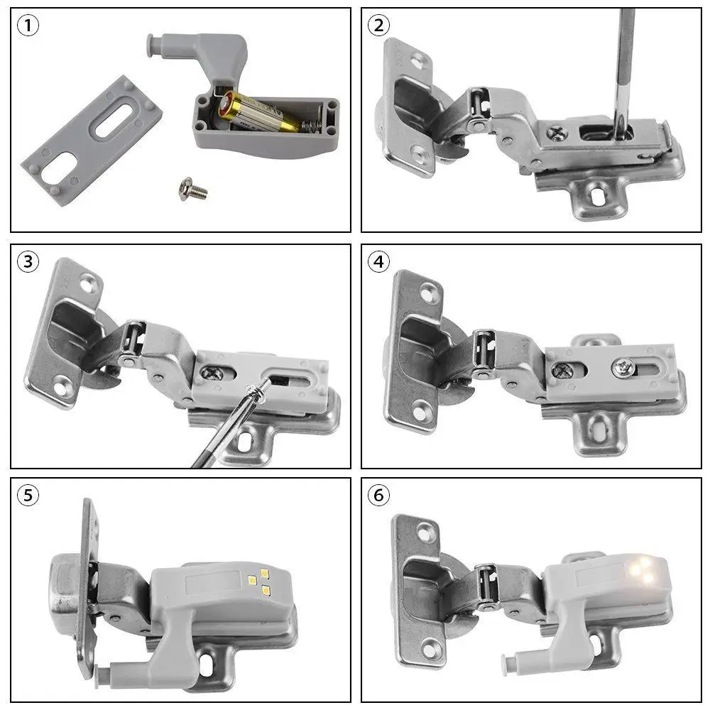 10Pcs LED Smart Touch Induction Cabinet Light Cupboard Inner Hinge Lamp Sensor Light Night Light for Closet Wardrobe