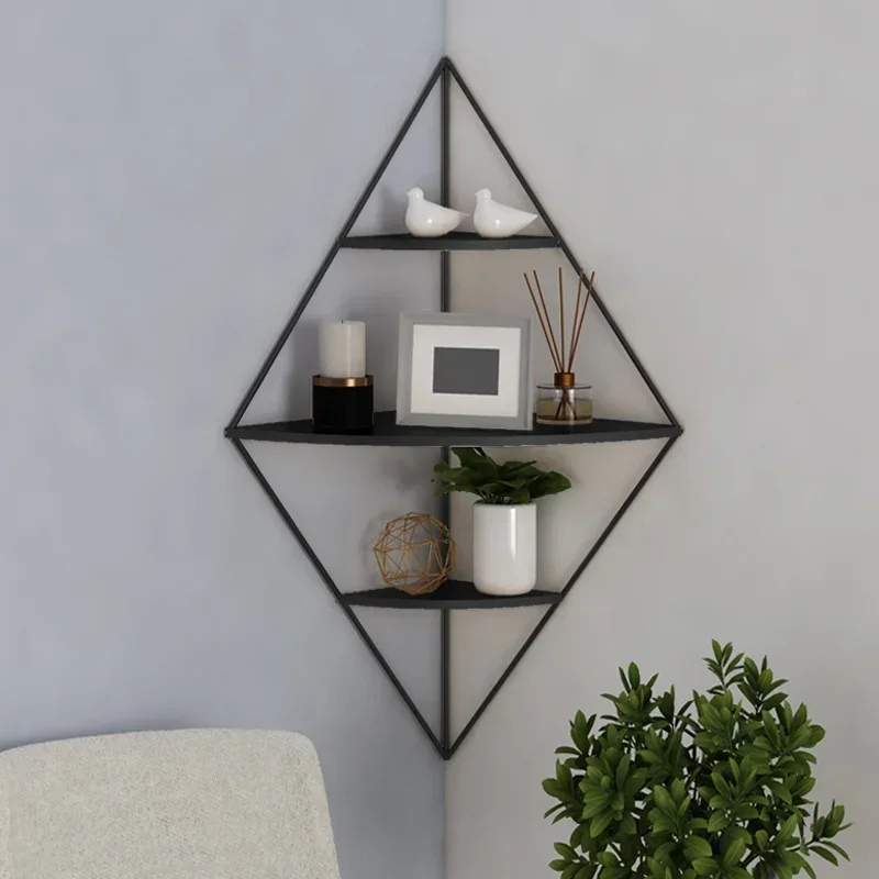 تخزين حديد مثبت على الحائط من الشمال إطار زاوية بسيط لغرفة المعيشة رف كتب متعدد الوظائف لغرفة النوم أو منظم غرفة الأطفال #6