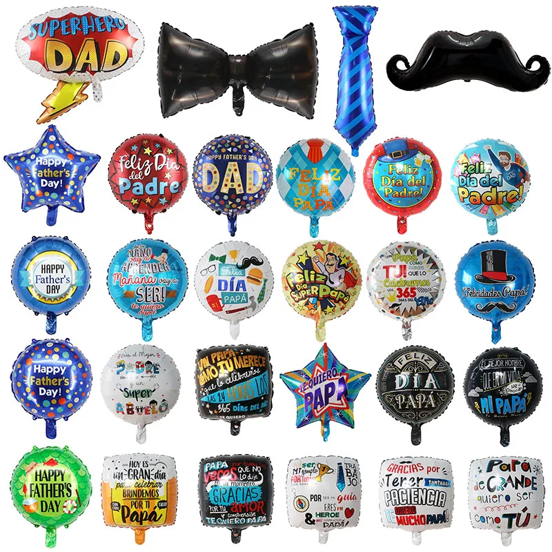 Happy Father's Day Spain English Foil Balloon Super Dad Crown Father Birthday Party Decoration Toys Activity Props Gifts Supplie