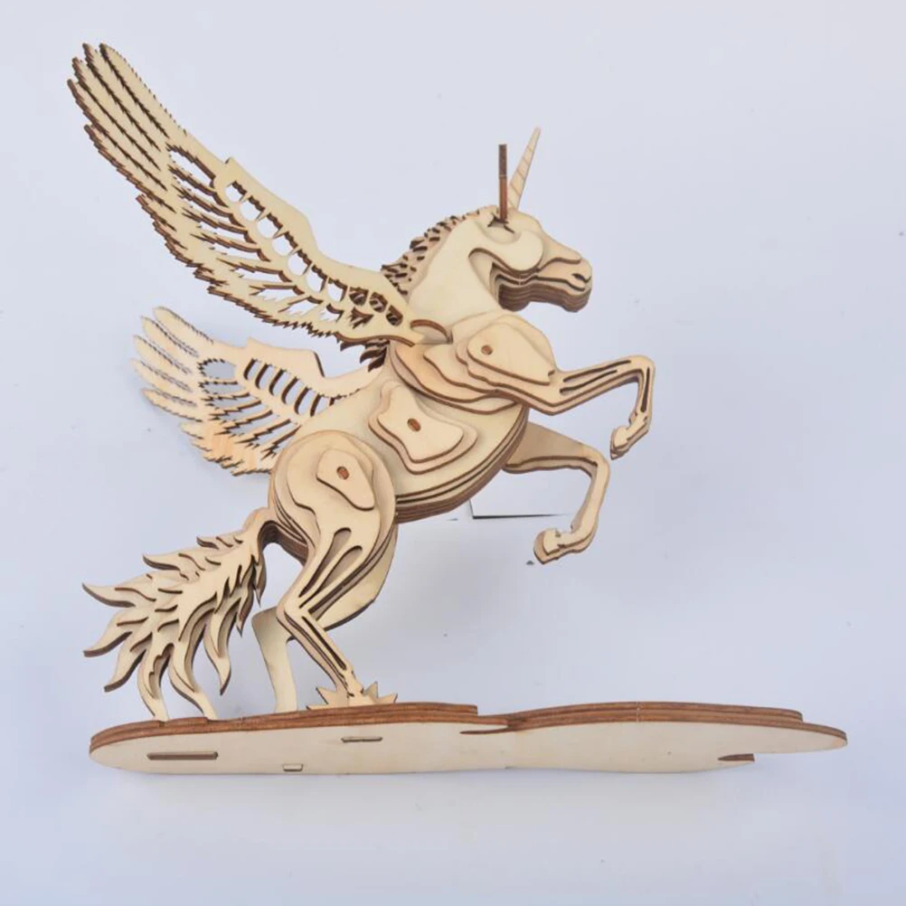 لعبة ألغاز يونيكورن المزخرفة DIY ألعاب أطفال ألغاز تعليمية خشبية للأطفال