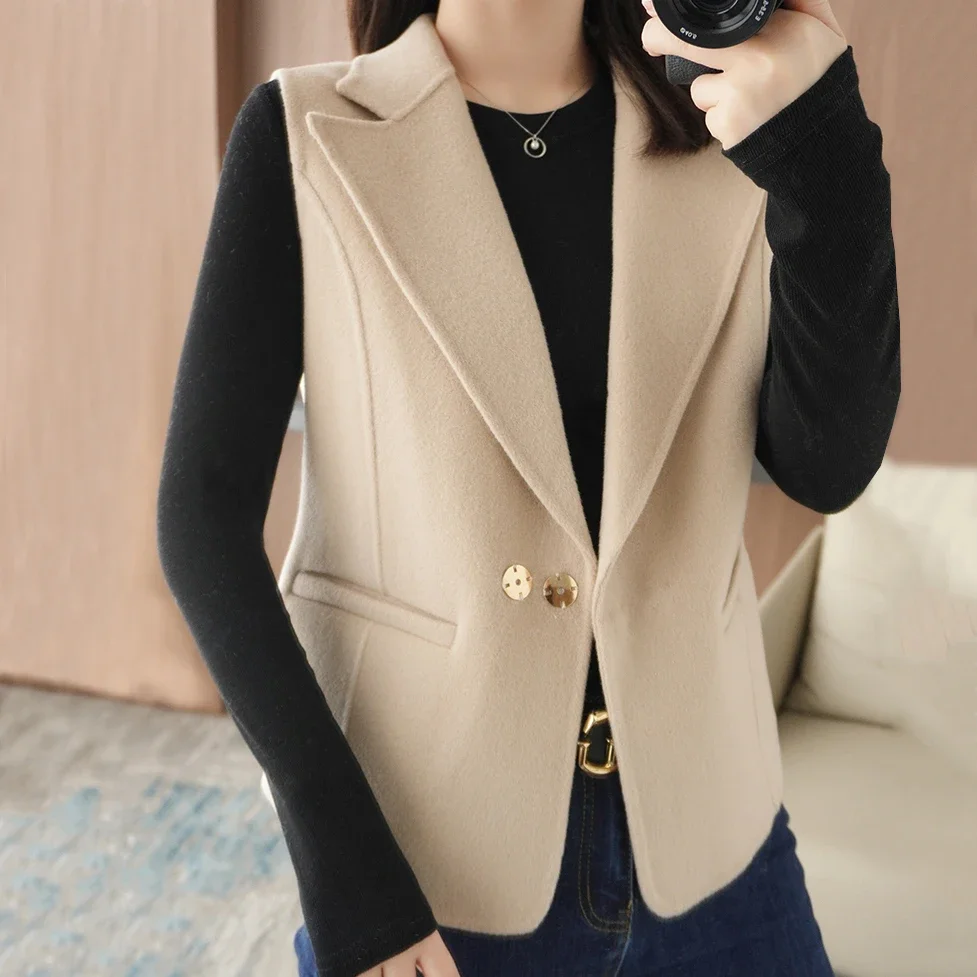 

Double sided wool suit vest for women, short and versatile for external wear and internal wear, new styles for spring and autumn