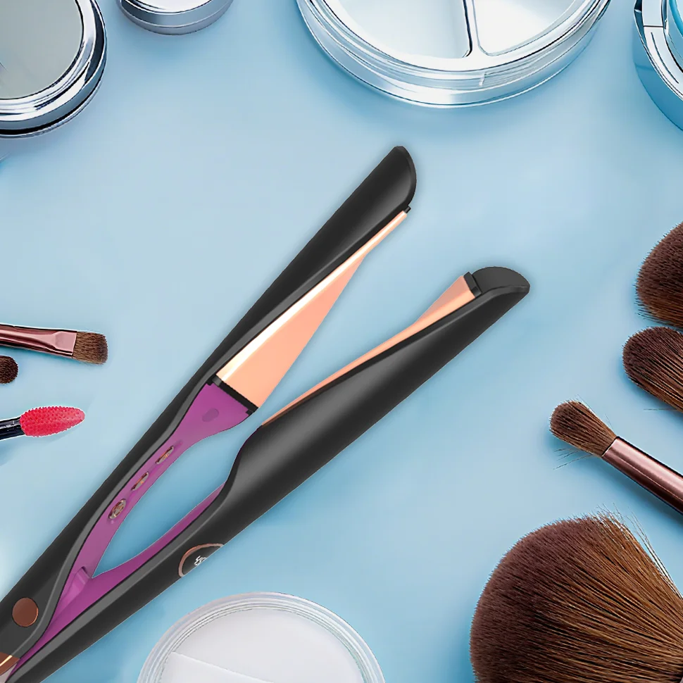 

LANDOT Flat Iron Hair Straightener and Curler 2-in-1, Twist Ceramic Straightening Curling Iron for Smooth Straight & Bouncy Curl