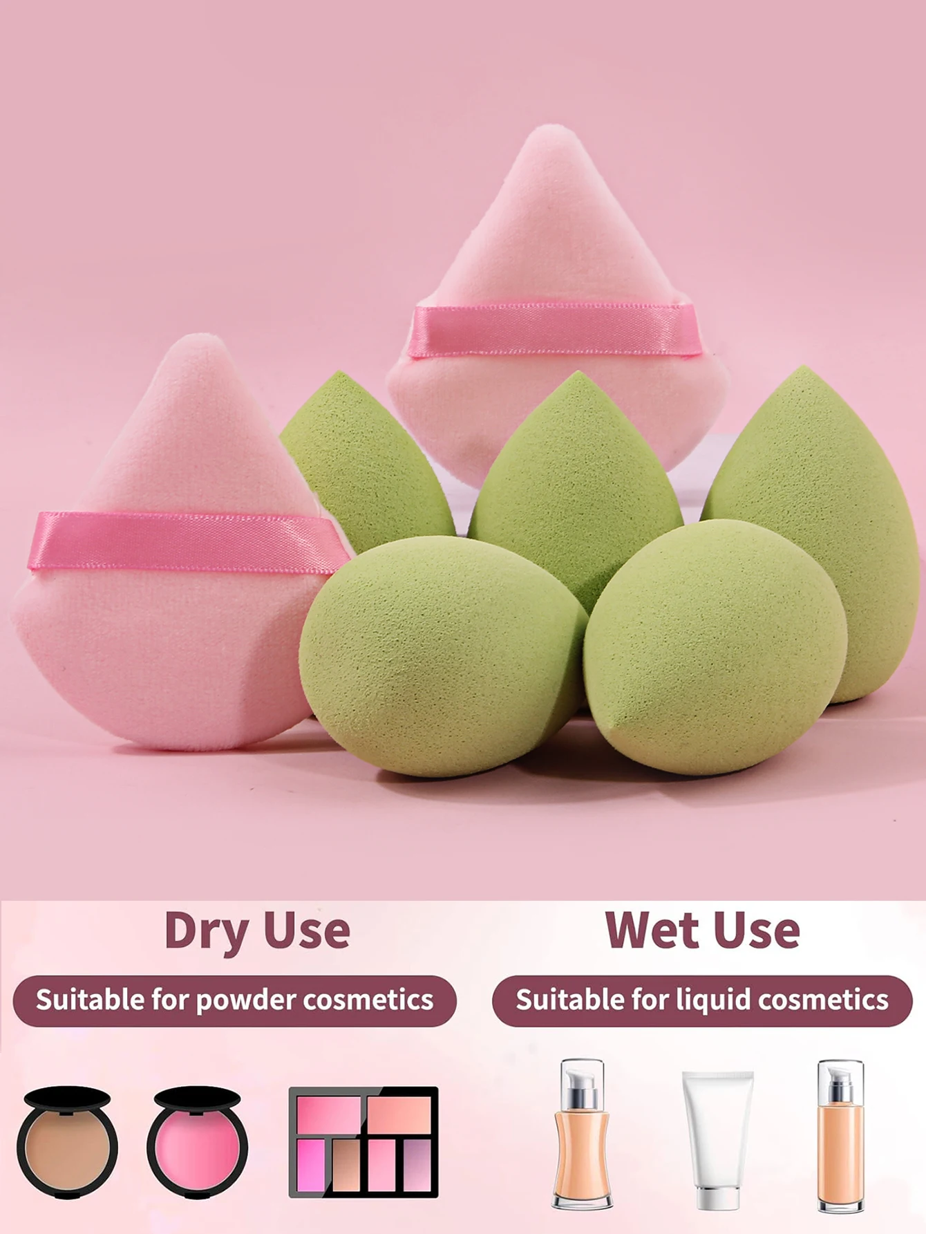 乾湿両用の超ソフトメイクアップスポンジ12個セット、パウダーが付着しない顔用の特別なメイクアップツールです。