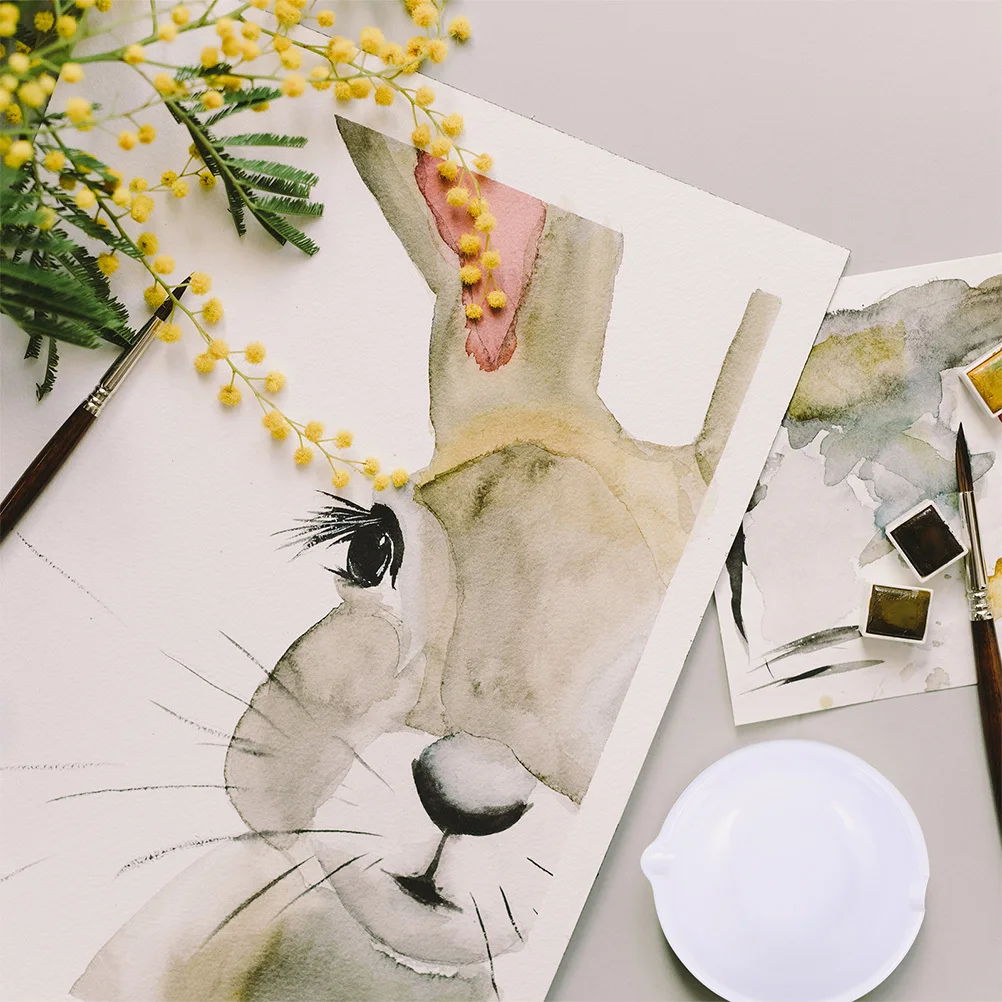 

2pcs Chinese Calligraphy Ink Dishes Brush Pen Holders White Simulation Porcelain Ink Plate For Practice Gift Painting Teaching