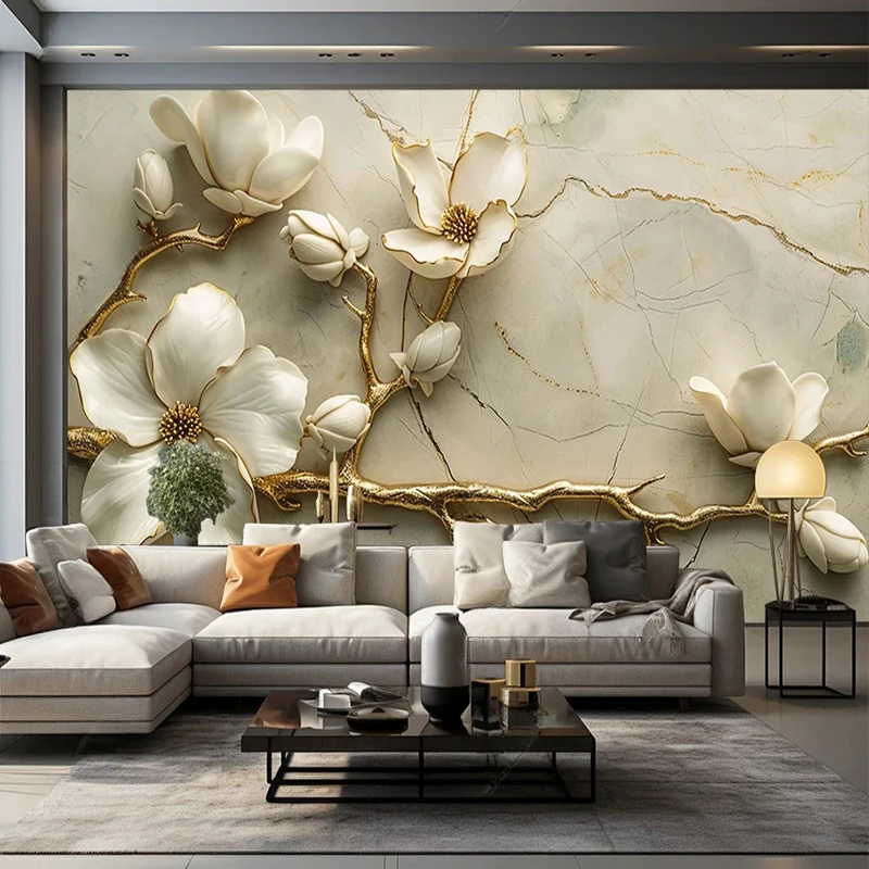 

Custom 3D Mural Wallpaper Creative Abstract 3D European Flowers Wall Paper For Living Room Walls TV Backdrop House Decor Fresco