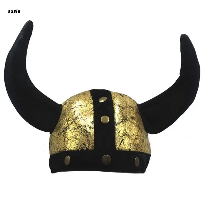 Funny Viking Plush Soft Hats Bull Head Photoshoot Tool Novelty Headwear Women Men Party Gift Birthday Halloween Hat