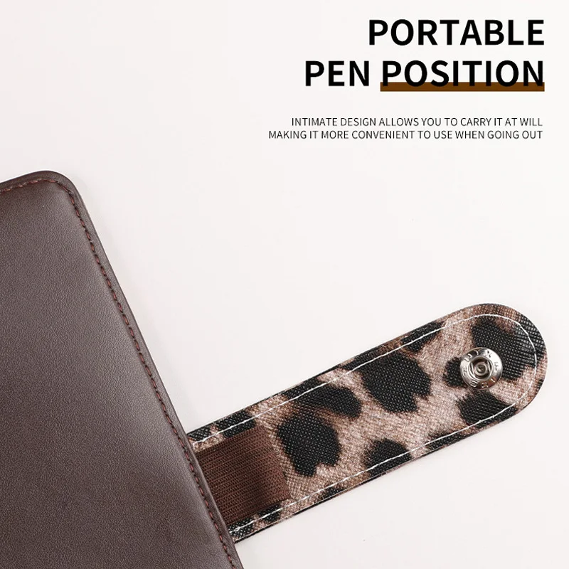 Imagem -05 - Notebook de Couro com Zip Bolsa Grupo Loose-leaf Orçamento Leopard Print Binder Livro Manual Escritório Papelaria a6 pu