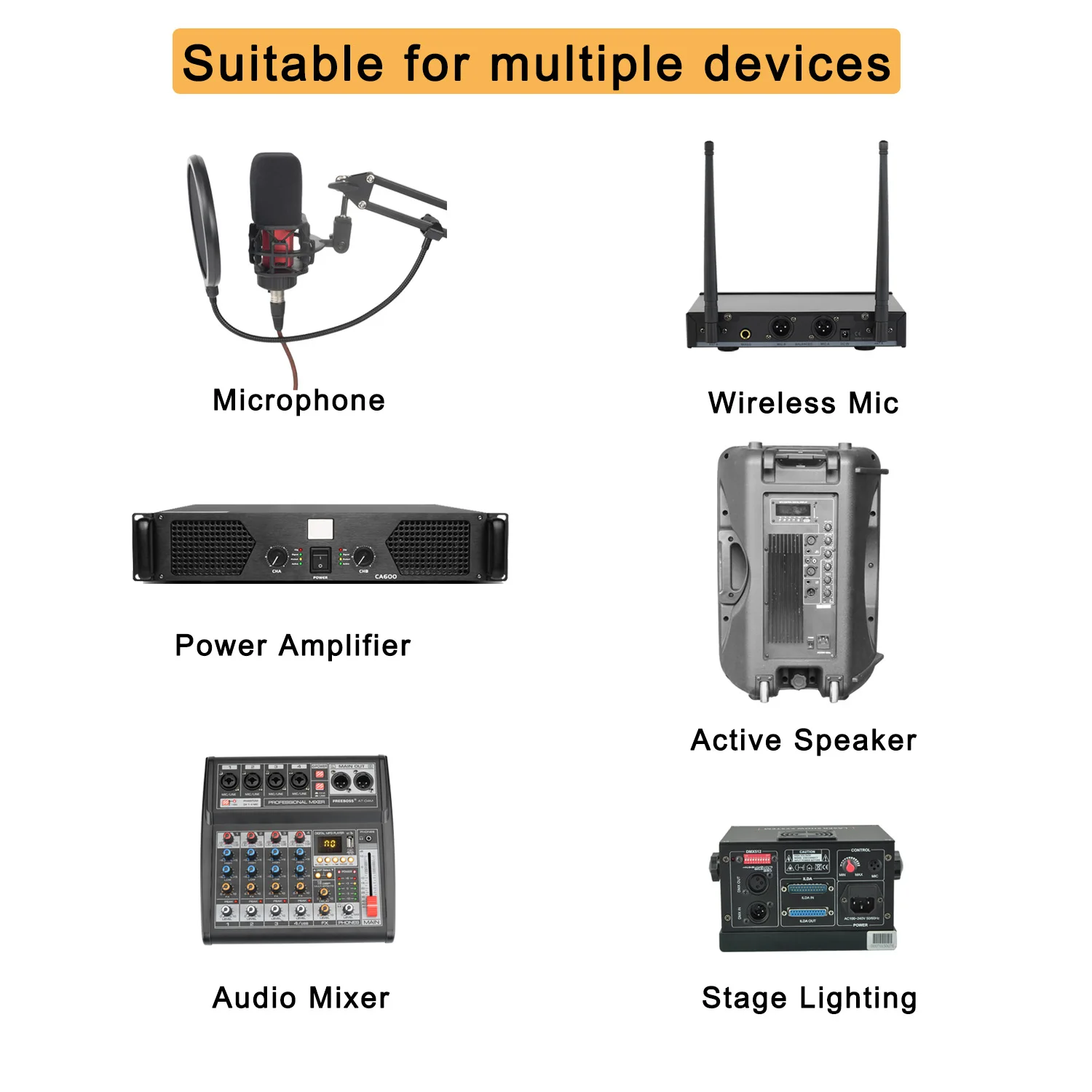 Freeboss-Cable XLR hembra a de 3 pines macho para micrófono, mezclador de Audio, tarjeta de sonido, luz de escenario de 0,5 m, 1m, 2m, 3m, 5m, XC-01