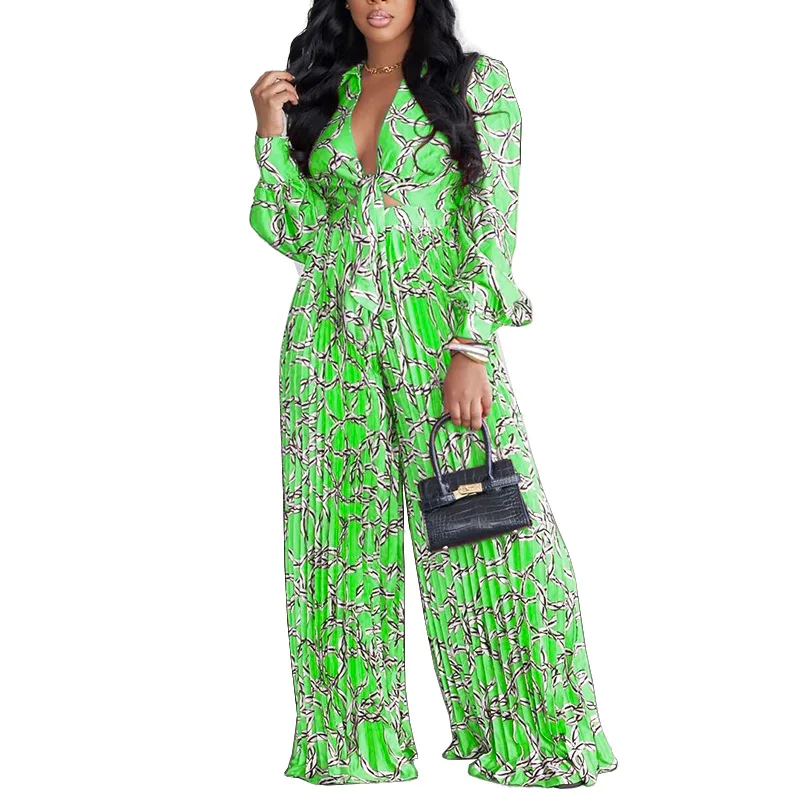 Geometry Print Women's Homewear 2 Pieces Set Spring Autumn Pajama Set Turn Down Collar Sleepwear Pyjama Suit For Female
