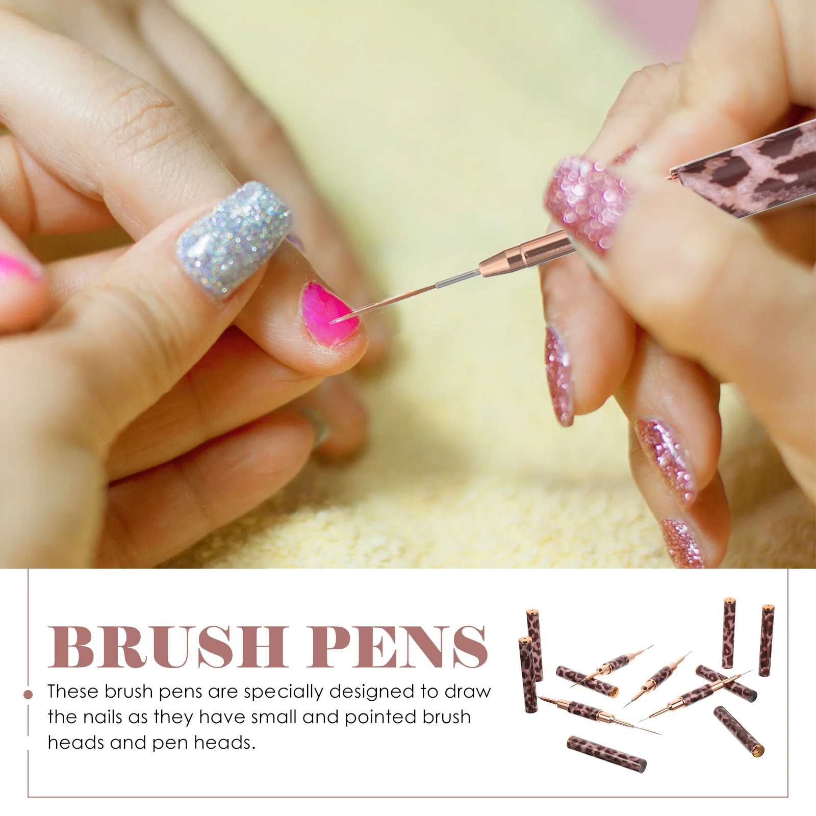 Juego de 4 Uds de pinceles para decoración de uñas, pinceles de delineador fino de doble punta, bolígrafos de dibujo para manicura profesional, herramientas de pintura de uñas para salón en casa