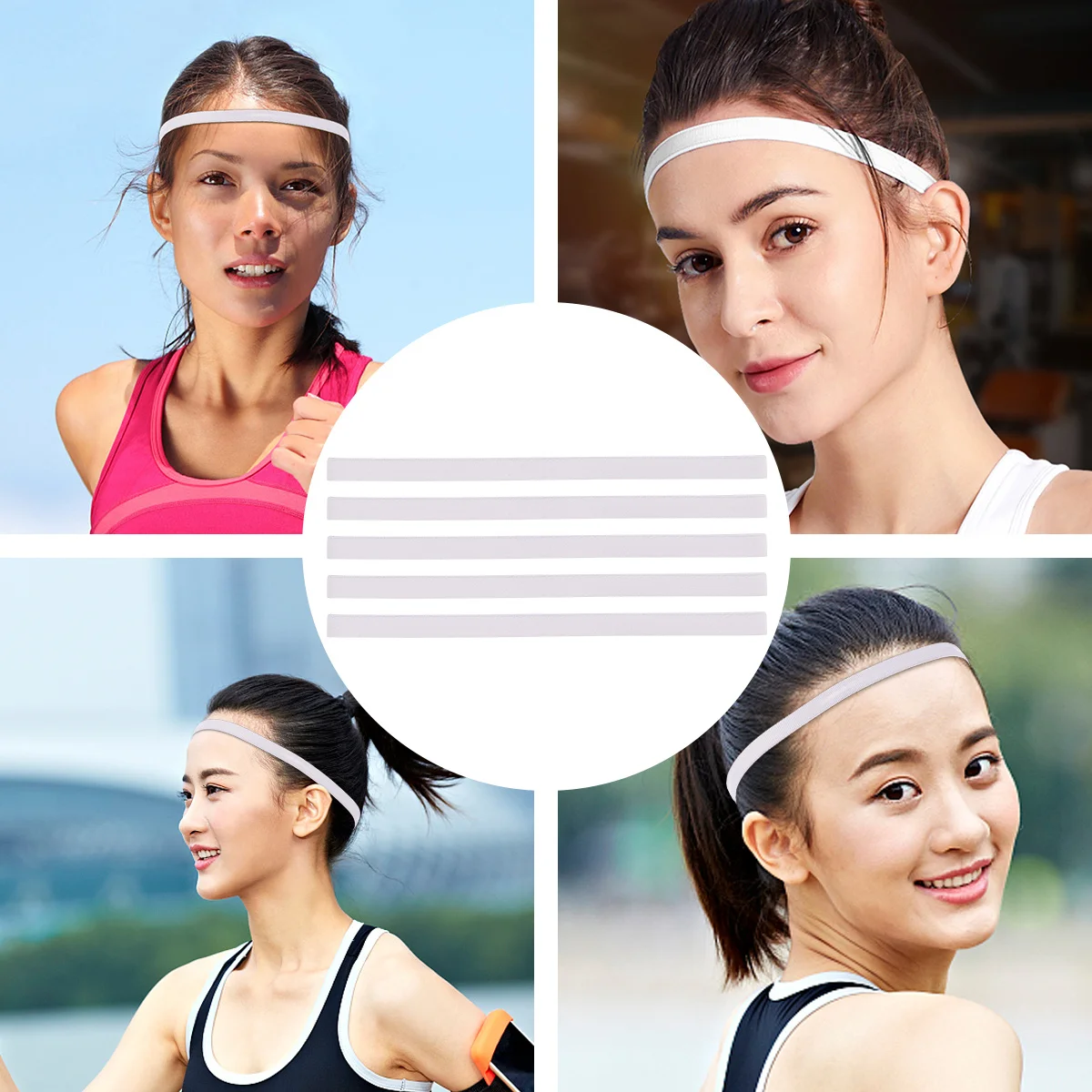 

5 Pcs Elastic Headbands for Women Hairband Stretch Exercise Sweat Workout Stretchy