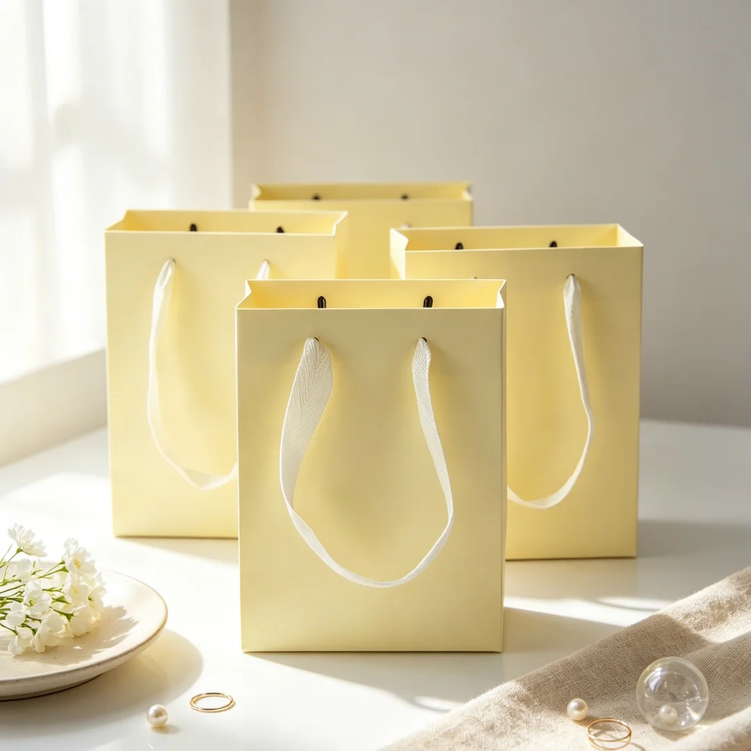 5Pcs Durable Paper Carry Bags with Handles Portable Packaging Bags for Jewelry and Cosmetics for Banquet &  Party Gift Wrapping