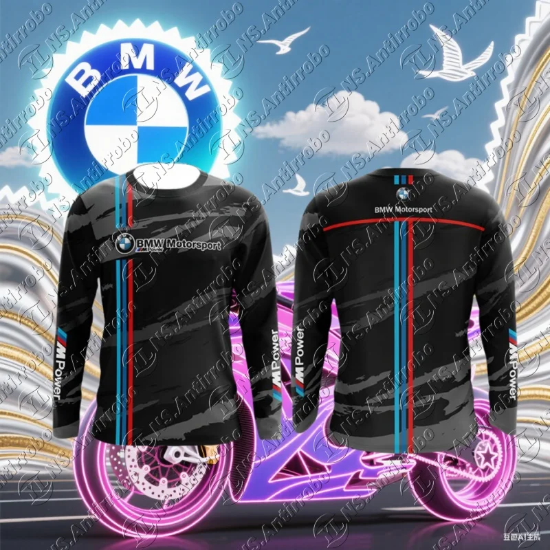 

Новая летняя гоночная футболка BMW, мужская футболка с длинными рукавами, футболка с принтом BMW, впитывающая пот, дышащая, быстросохнущая мото-футболка