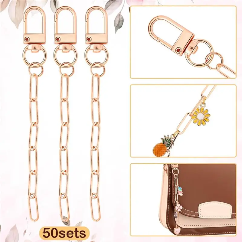 J1UL1N Keychain Making Kit 50 Pieces, Extender Keychain Bag Charm Kits, Key Ring Swivel Snap Hook Chains For DIY Crafts Jewelry