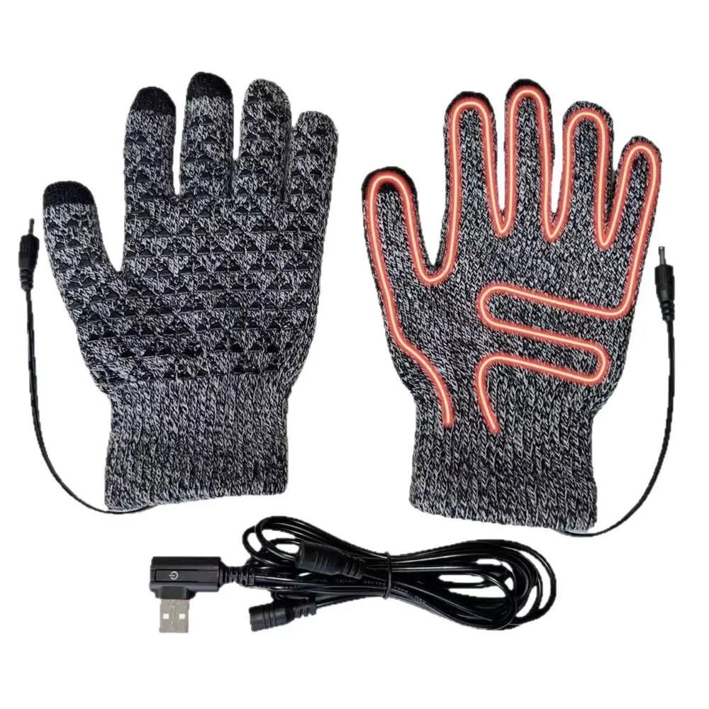 Creative Thickened USB Heated Gloves Touchscreen Non-Slip Touchscreen Gloves Reusable Warm Electric Heating Gloves Winter