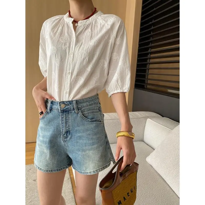 

Sinan Gentle Aosphere Футболка с объемной вышивкой Хлопок irt Женская поездка на работу Sle Five Sve orm Цвет устойчив к ...