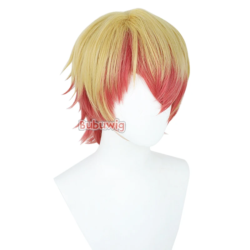 Bugwig syntetyczne włosy Hoshino Akuamarin Cosplay peruki Oshi no Ko Hoshino Akuamarin 30cm blond peruka męska odporna na ciepło