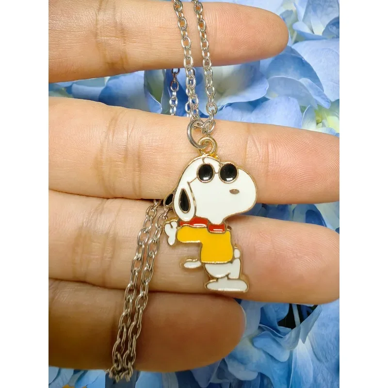 Snoopy Cartoon Necklace Anime Action Figures Anime Cute Q Figurals Alloyed Necklace Decoration Children Birthday Christmas Gifts