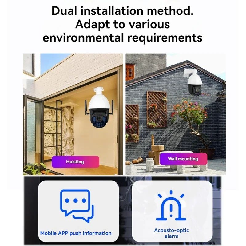 2160P PTZ POE IP Outdoor Security Camera 8MP 5-90mm 36X Zoom AI Human Tracking Audio Home Surveillance System