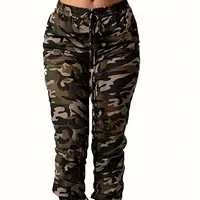 Women's 2026 Casual Camo Print Cargo Pants with Flap Pockets Straight Leg Pants for Spring & Summer 5